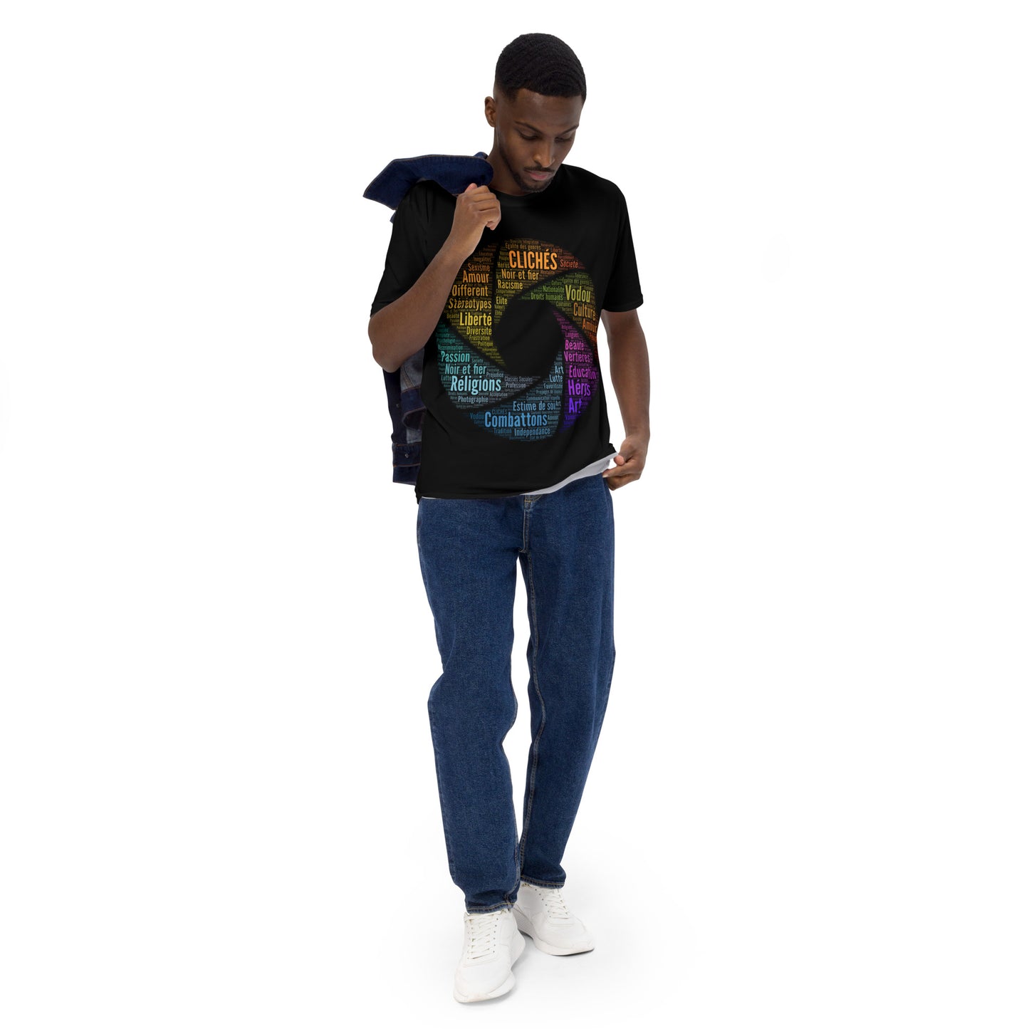 Stereotypes-photography-Gender equality-creativity-word cloud-motivation-patriotism-black and proud-men's t-shirt