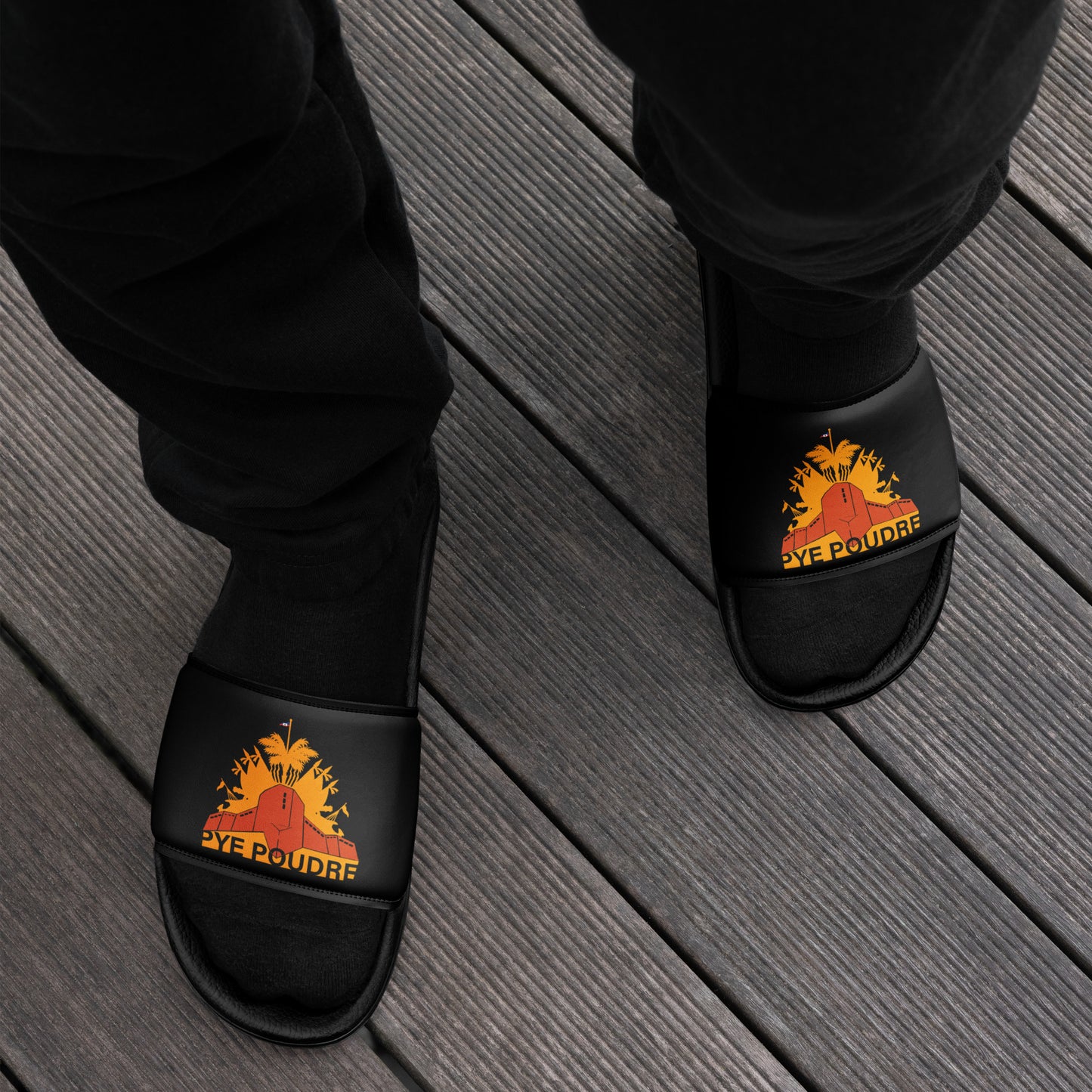 men's-slides-black-slides-theo gallery expo-theo photography
