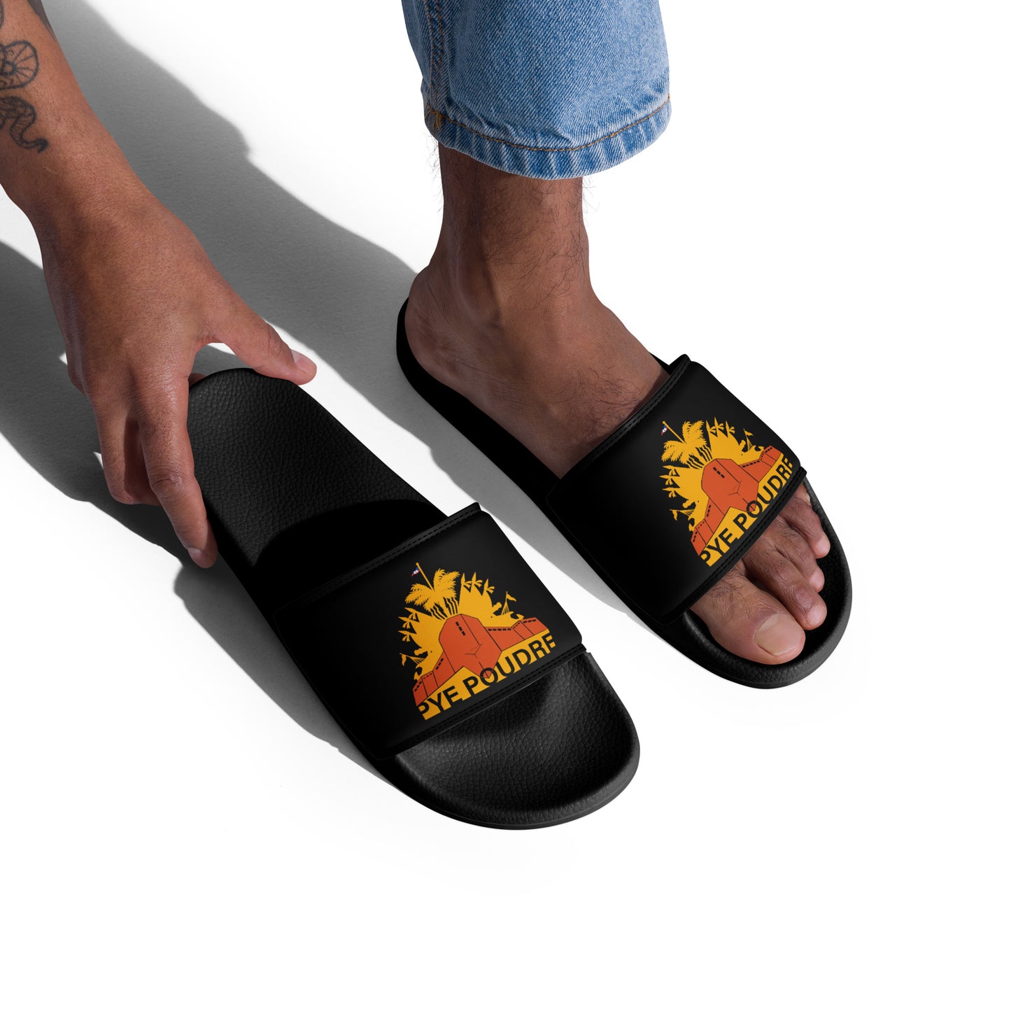 men's-slides-black-slides-theo gallery expo-theo photography