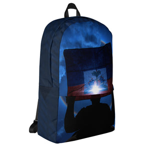backpack-halo lumineux-haitian flag- waving flag