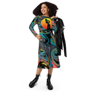 silhouette-feminine-dress-log sleeve-nèg mawon-marron inconnue-theo gallery expo