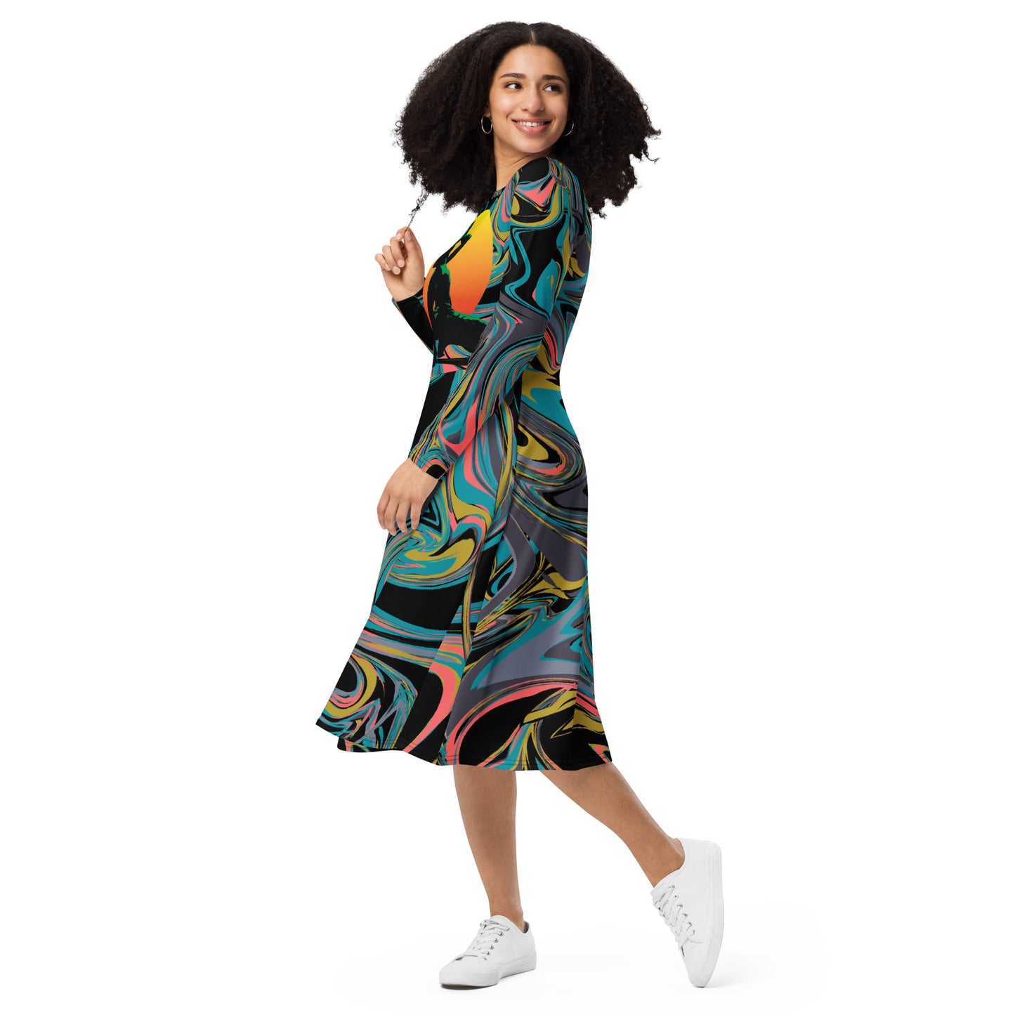 silhouette-feminine-dress-log sleeve-nèg mawon-marron inconnue-theo gallery expo