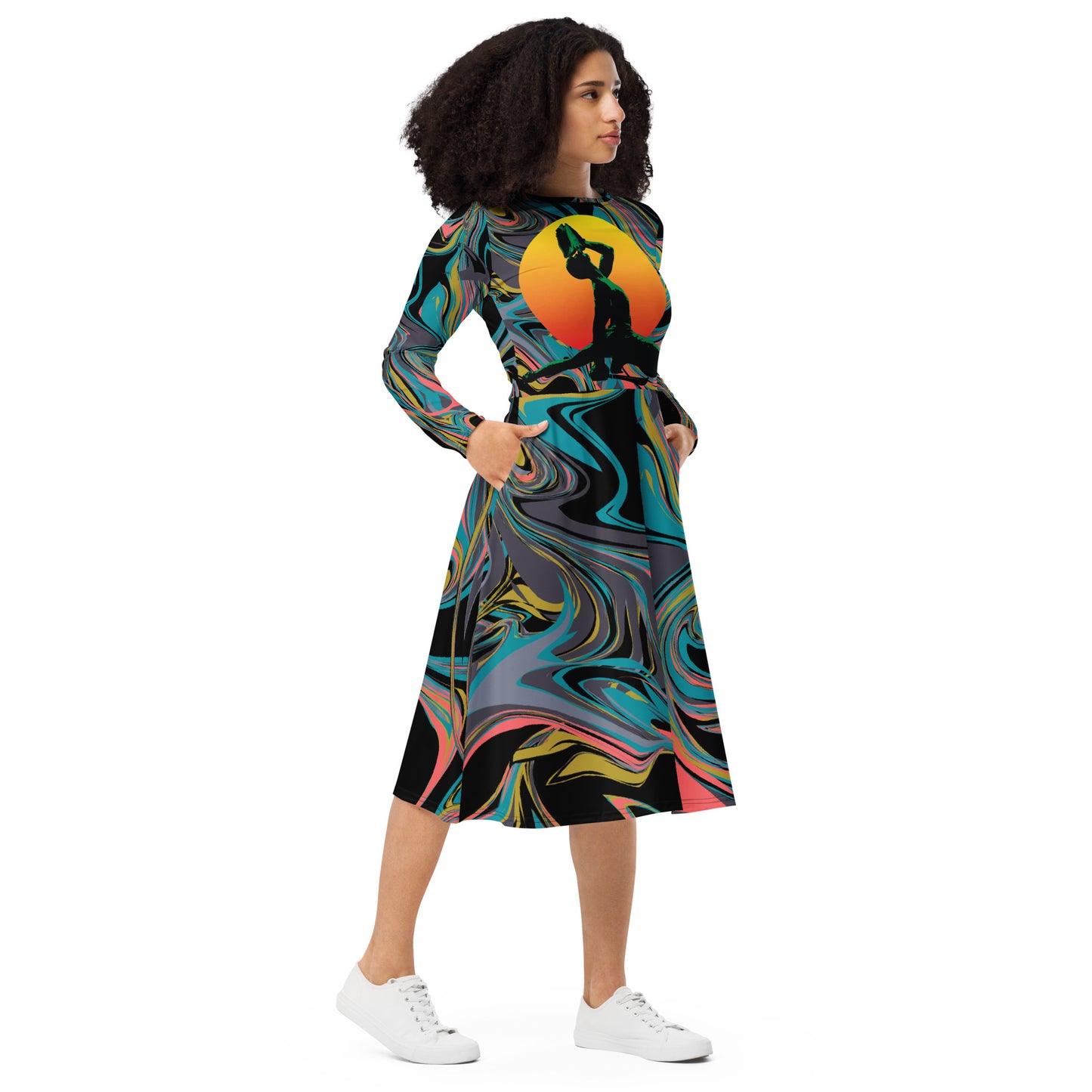 silhouette-feminine-dress-log sleeve-nèg mawon-marron inconnue-theo gallery expo