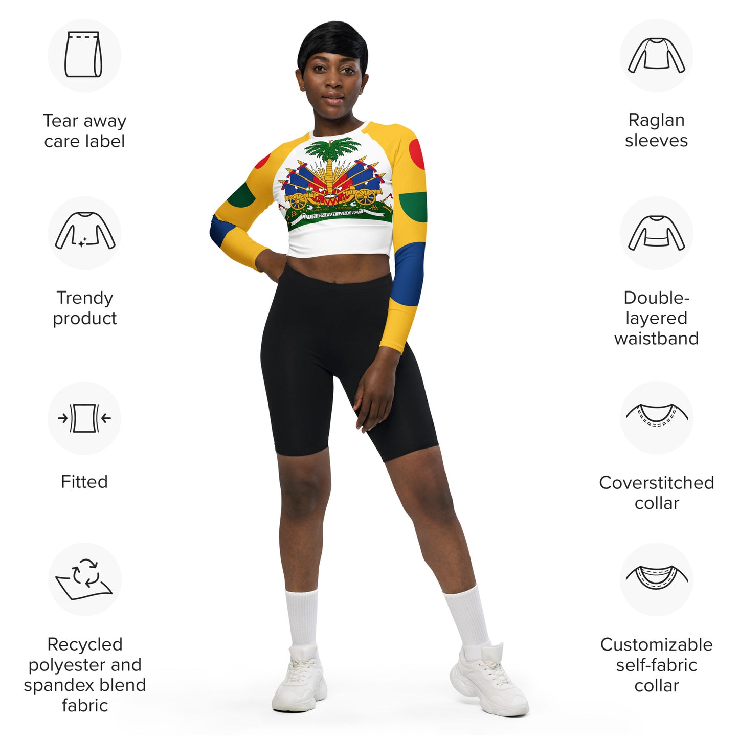 Long-sleeve crop top ( Haitian Emblem )