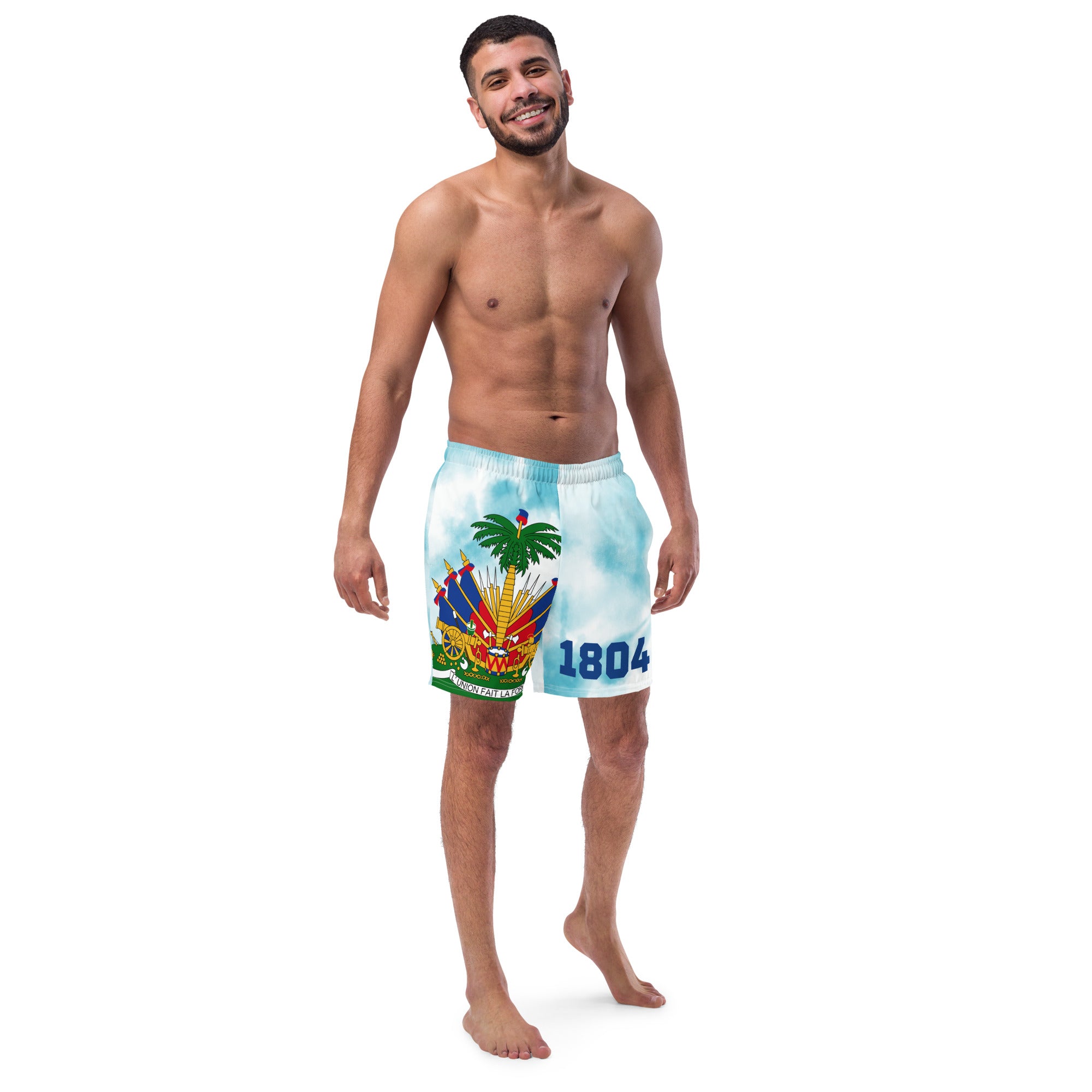 Men's swim trunks-summer activities-Haitian emblem-stay cool-théo gallery expo-théo photography