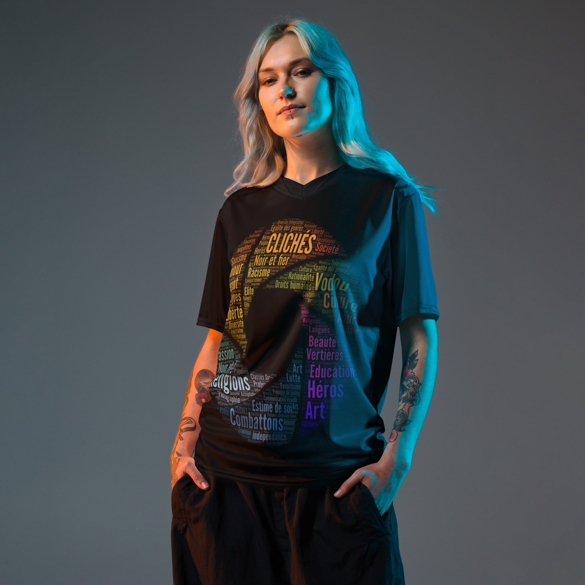 Stereotypes-photography-Gender equality-creativity-word cloud-motivation-patriotism-black and proud-unisex jersey