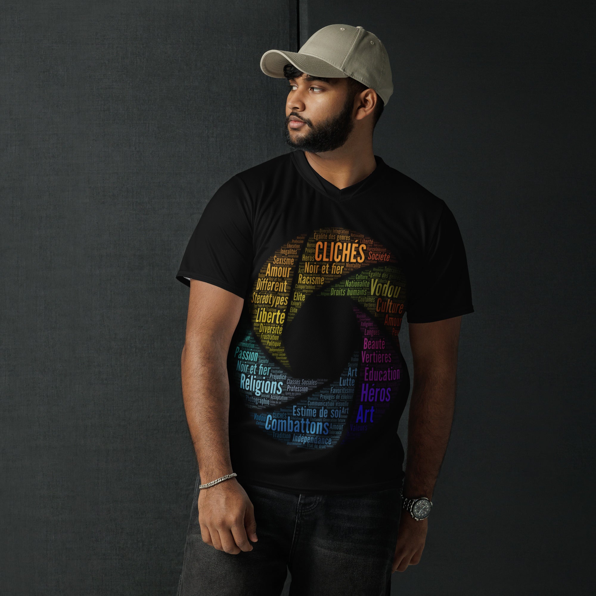 Stereotypes-photography-Gender equality-creativity-word cloud-motivation-patriotism-black and proud-unisex jersey