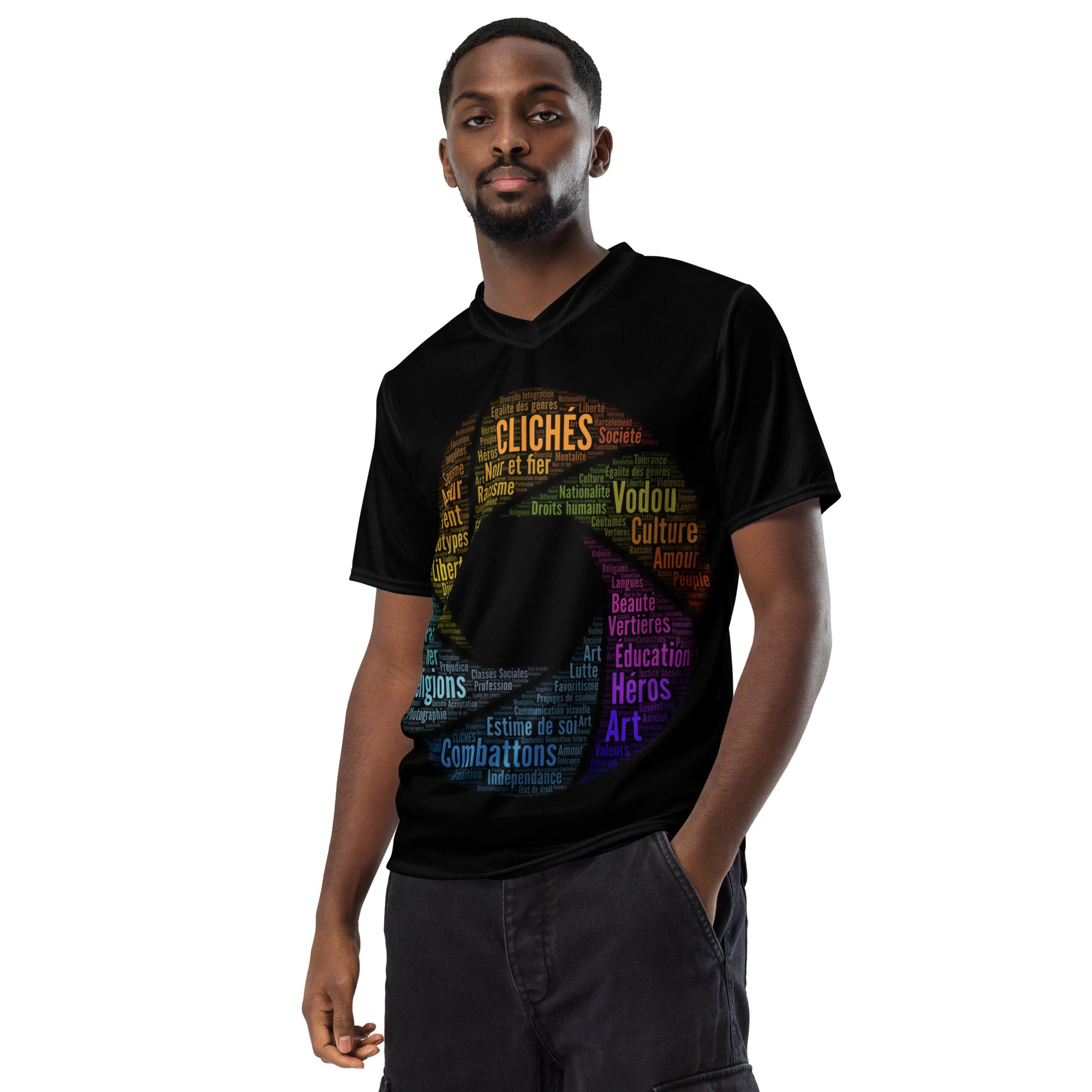 Stereotypes-photography-Gender equality-creativity-word cloud-motivation-patriotism-black and proud-unisex jersey