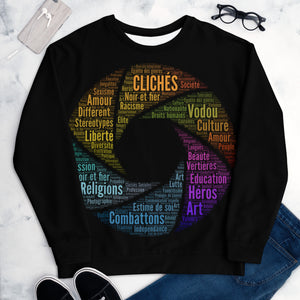 Stereotypes-photography-Gender equality-creativity-word cloud-motivation-patriotism-black and proud-sweatshirt-unisex