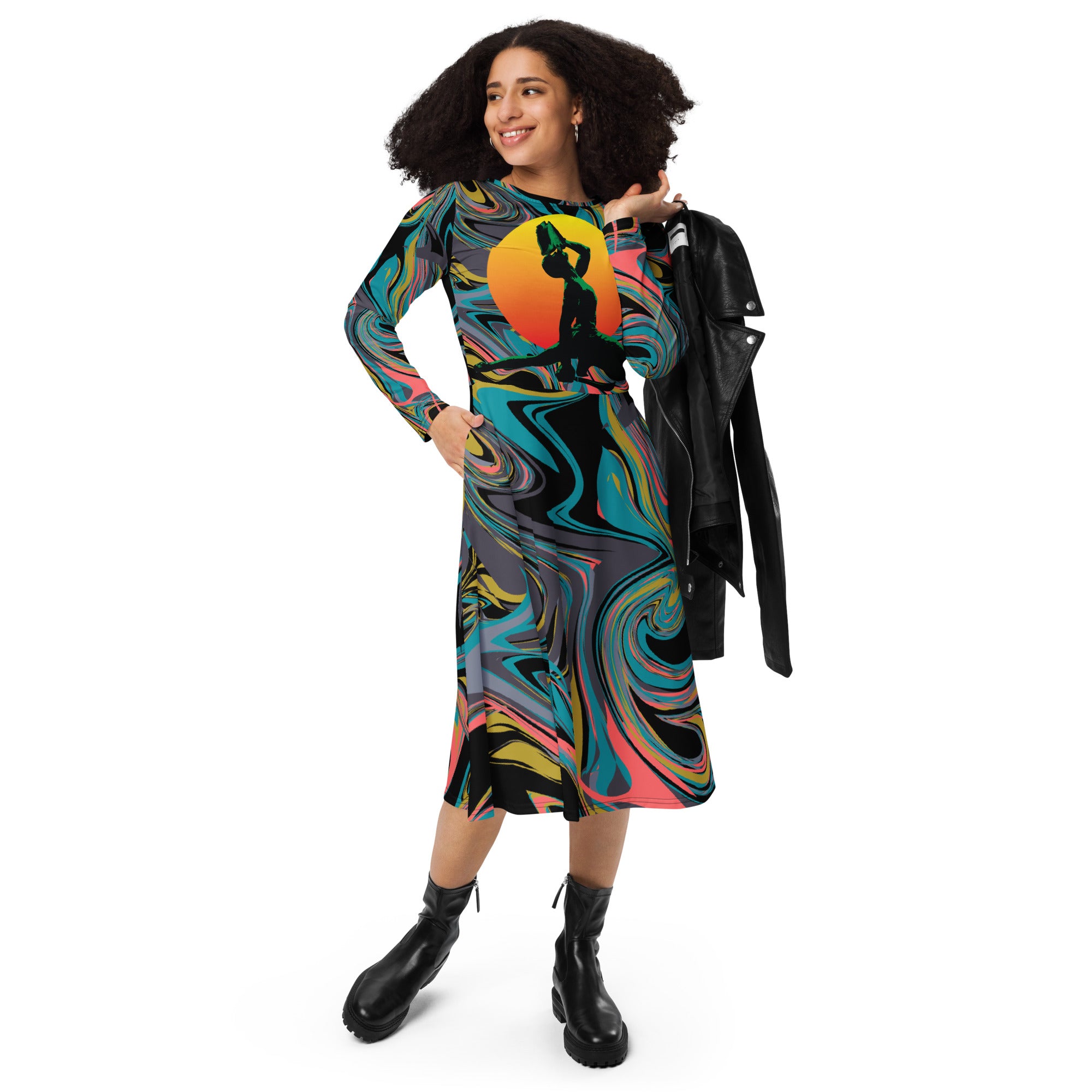 silhouette-feminine-dress-log sleeve-nèg mawon-marron inconnue-theo gallery expo