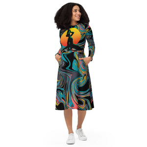 silhouette-feminine-dress-log sleeve-nèg mawon-marron inconnue-theo gallery expo