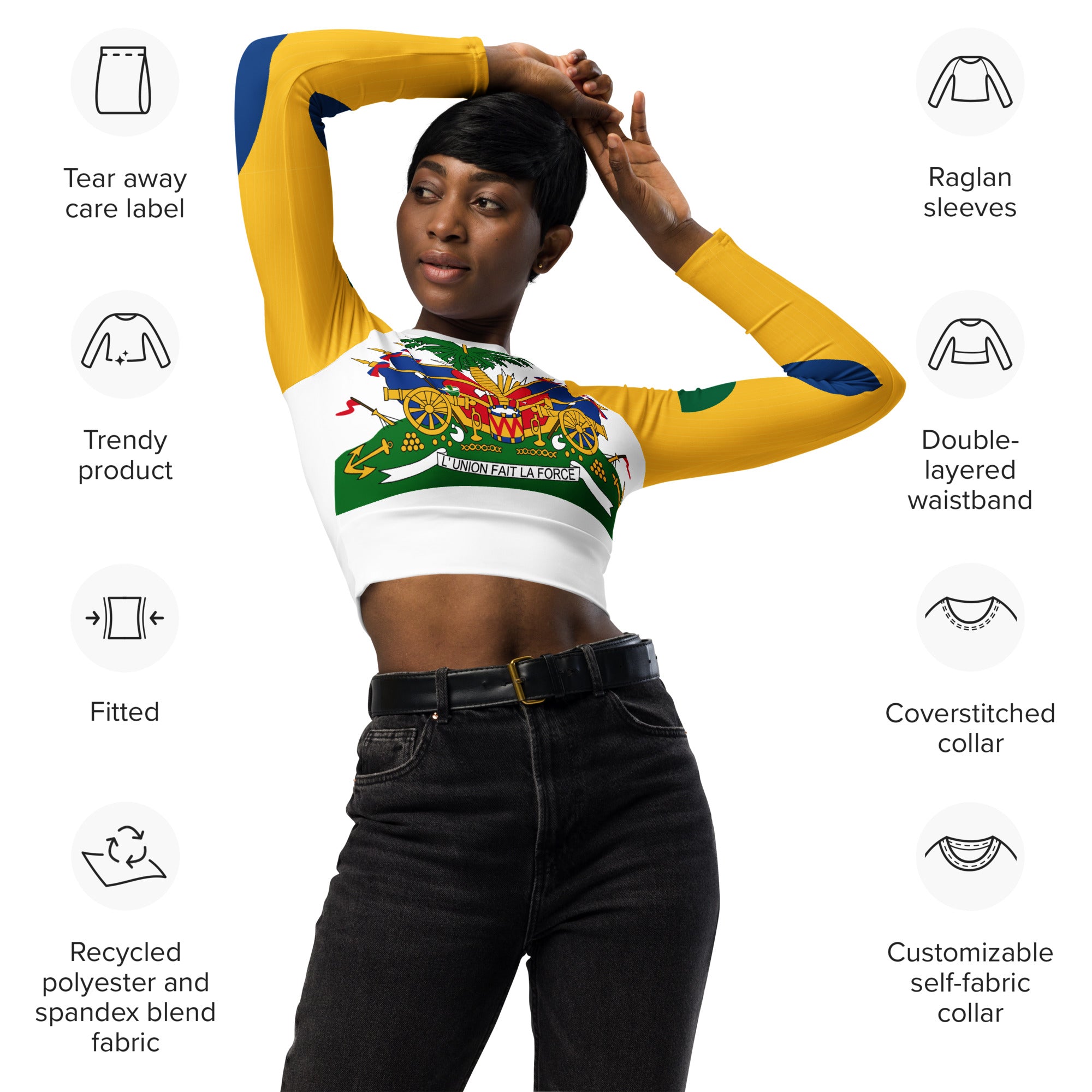 Long-sleeve crop top ( Haitian Emblem )