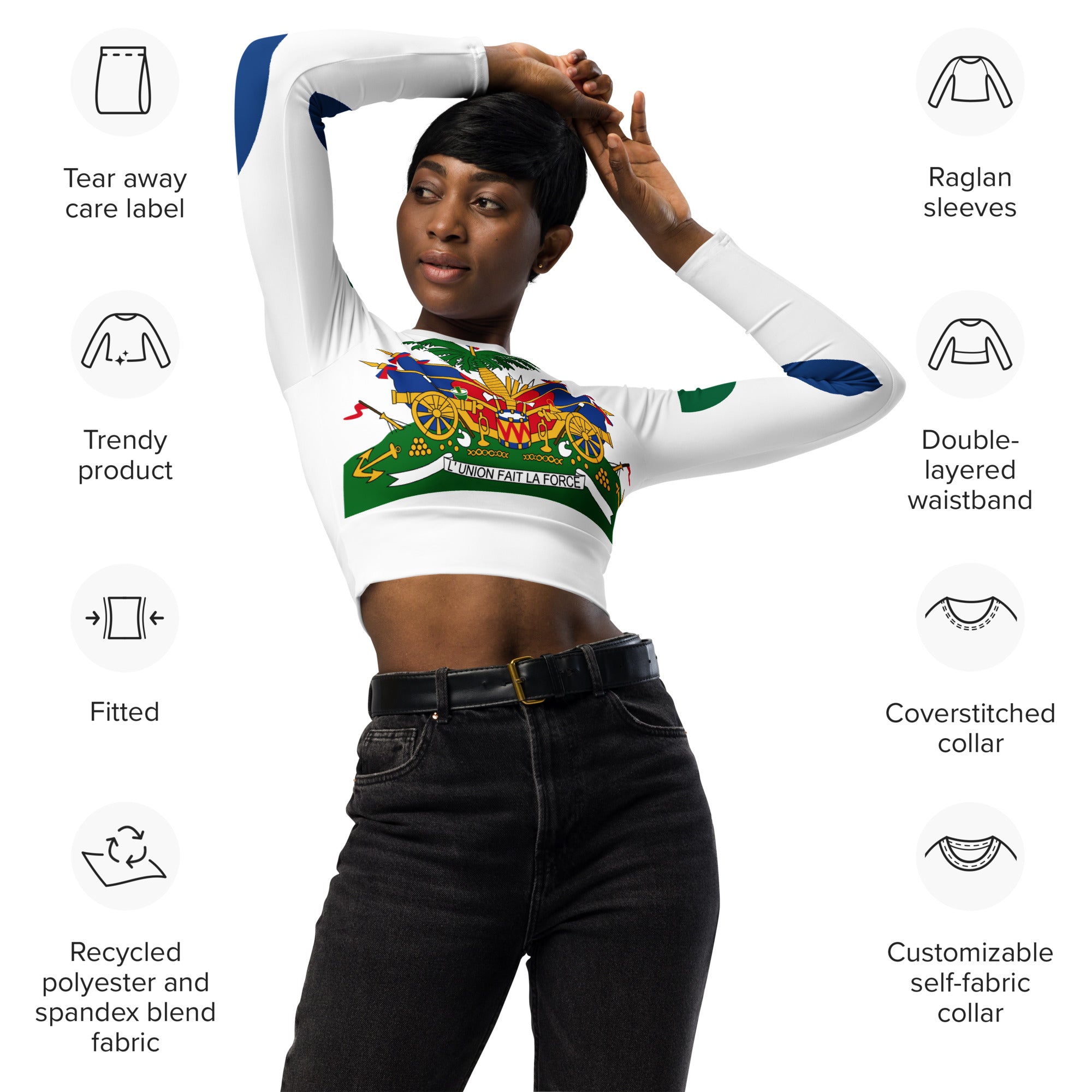 Long-sleeve crop top ( Haitian Emblem )