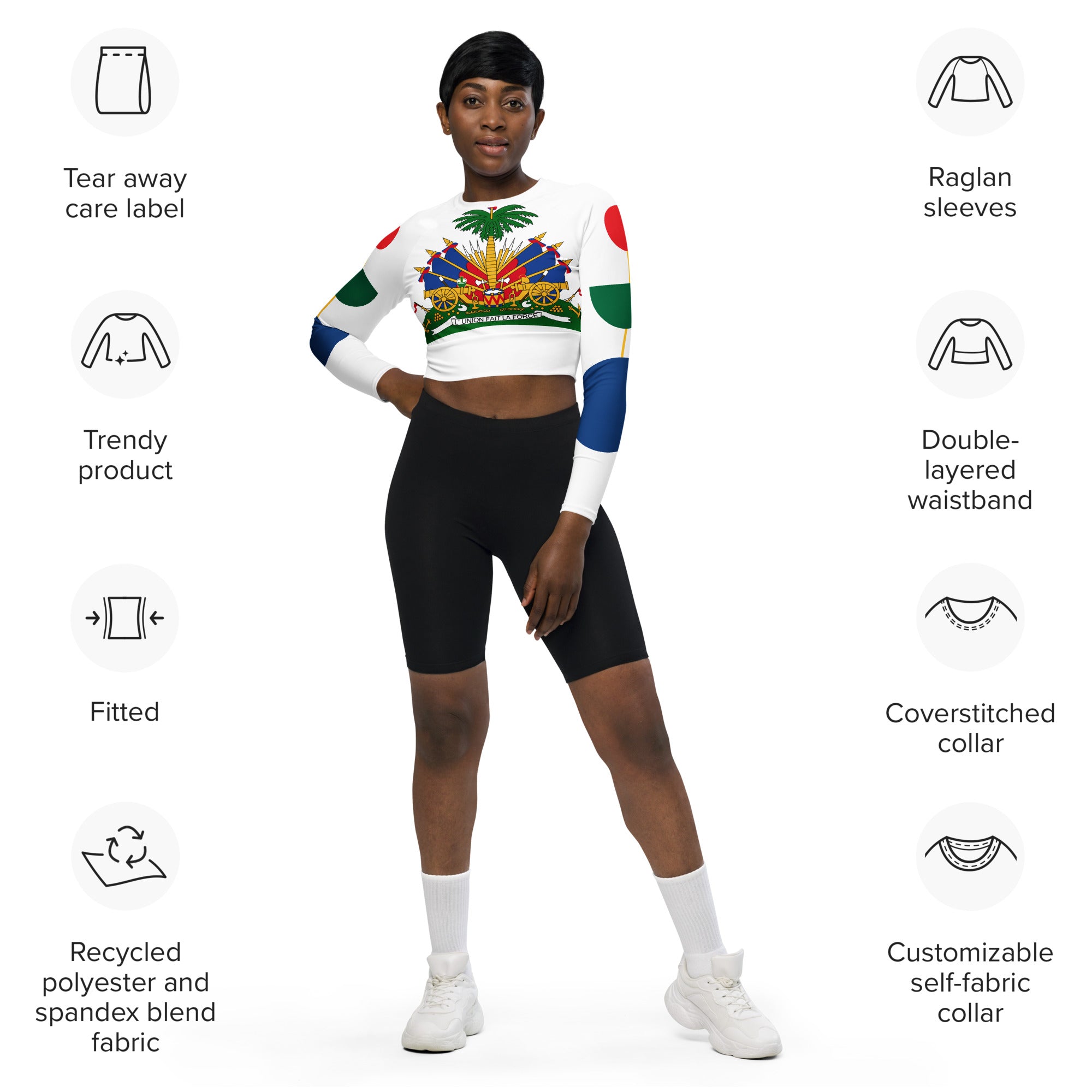 Long-sleeve crop top ( Haitian Emblem )