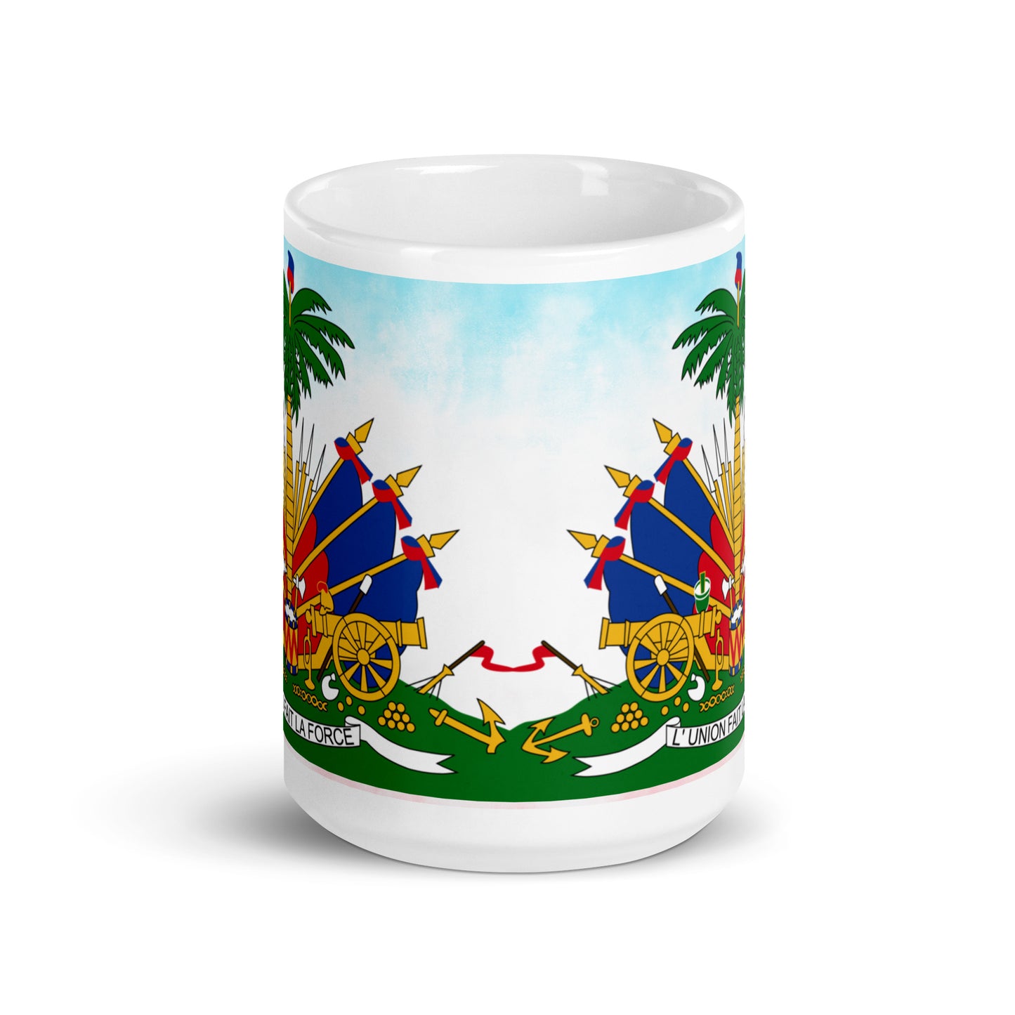 White glossy mug ( Haitian Emblem )