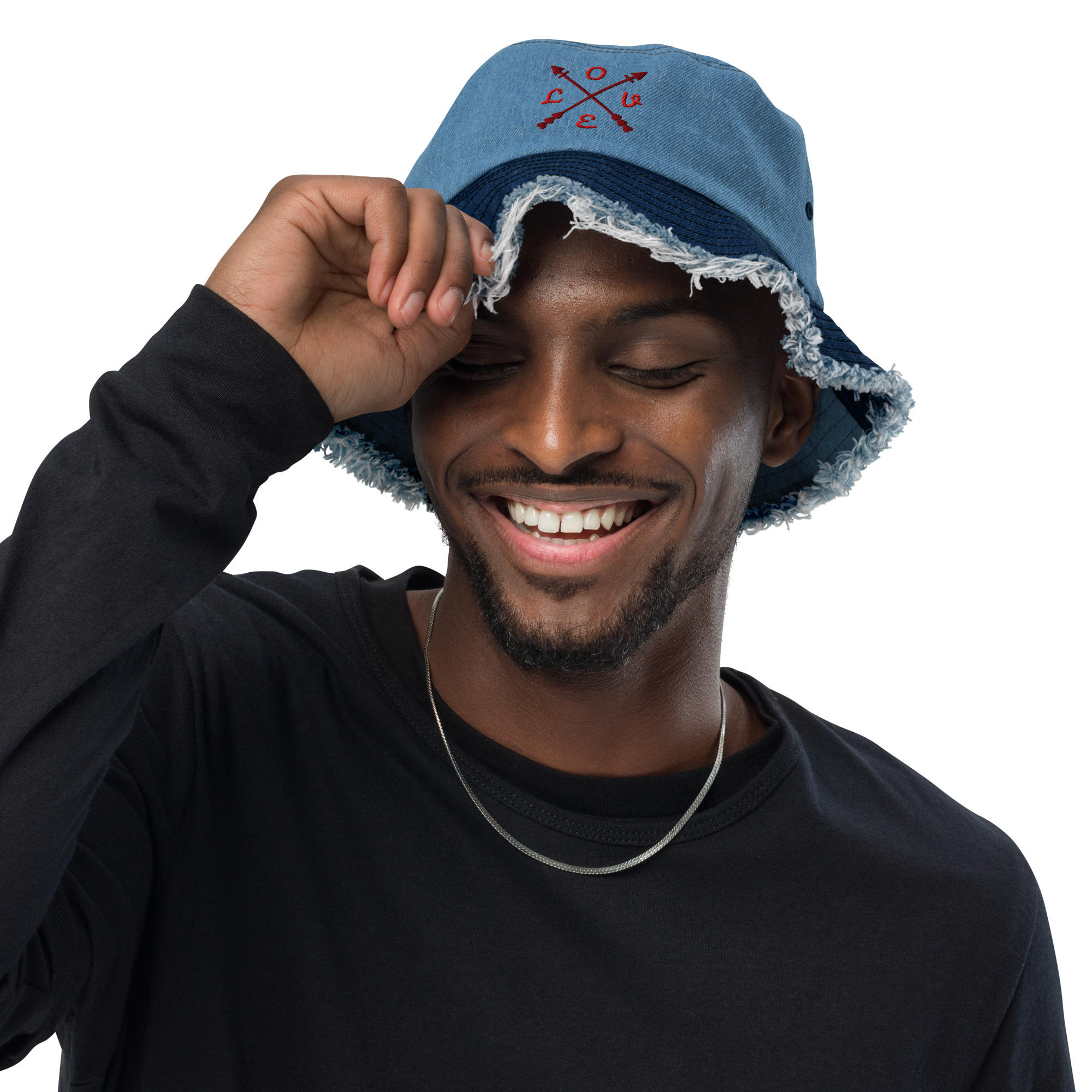 Distressed denim bucket hat Love Designe - Image 2