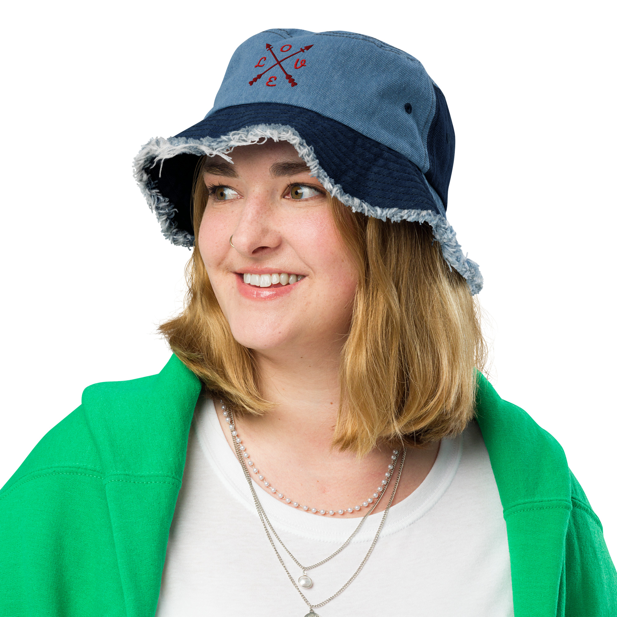 Distressed denim bucket hat Love Designe - Image 7