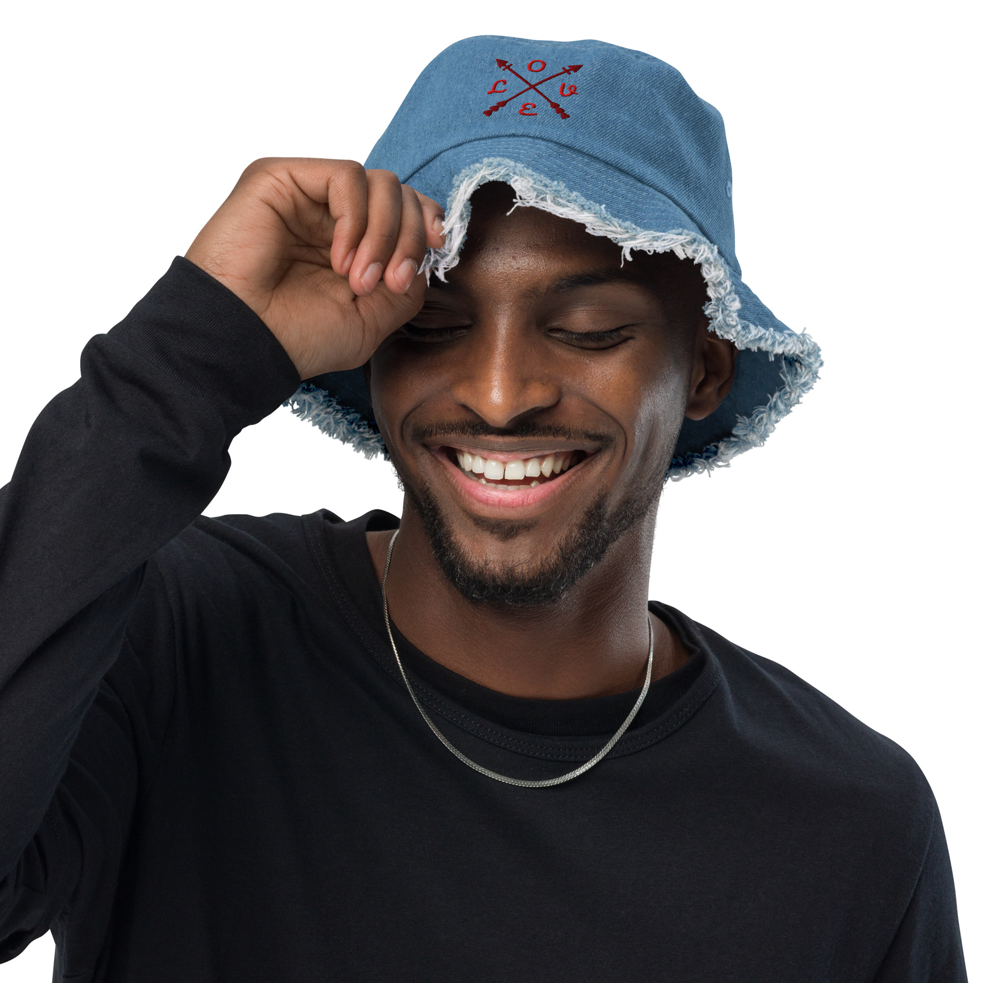 Distressed denim bucket hat Love Designe - Image 3