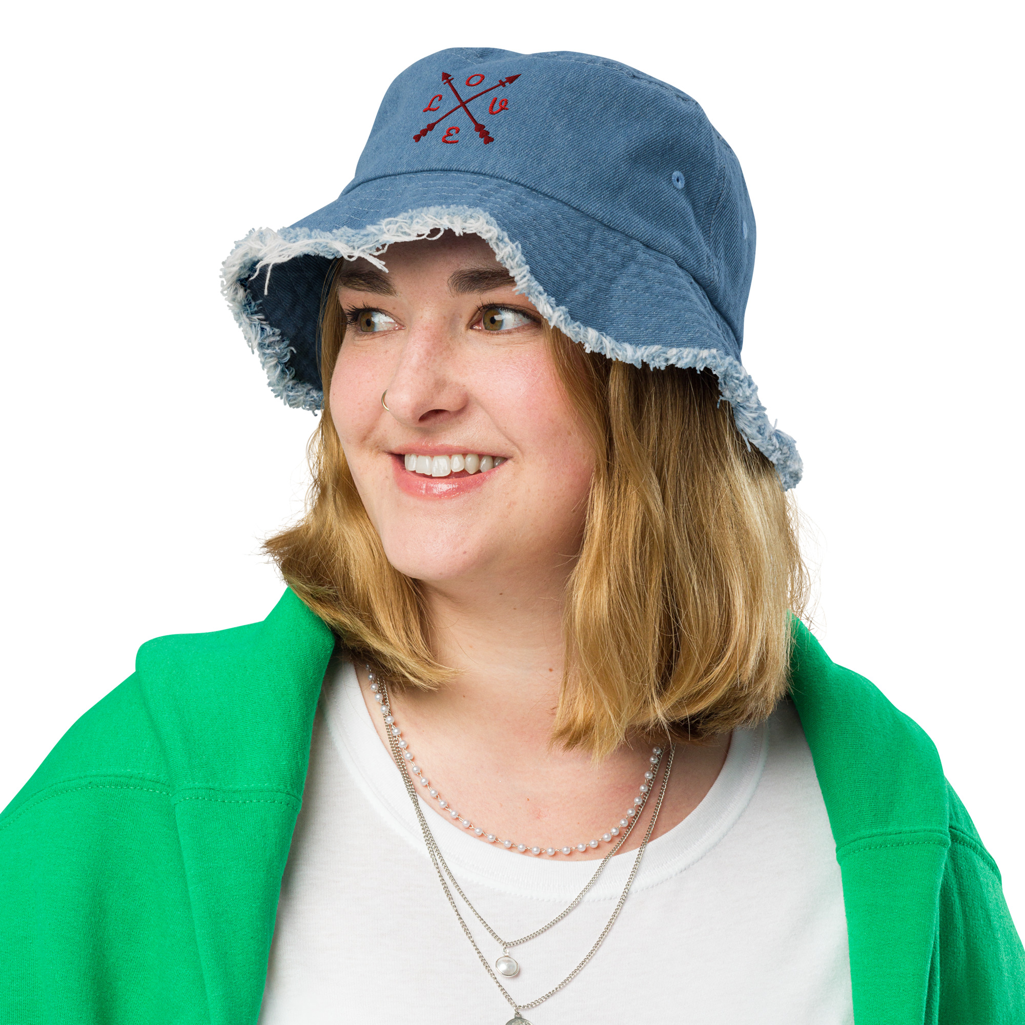 Distressed denim bucket hat Love Designe - Image 8