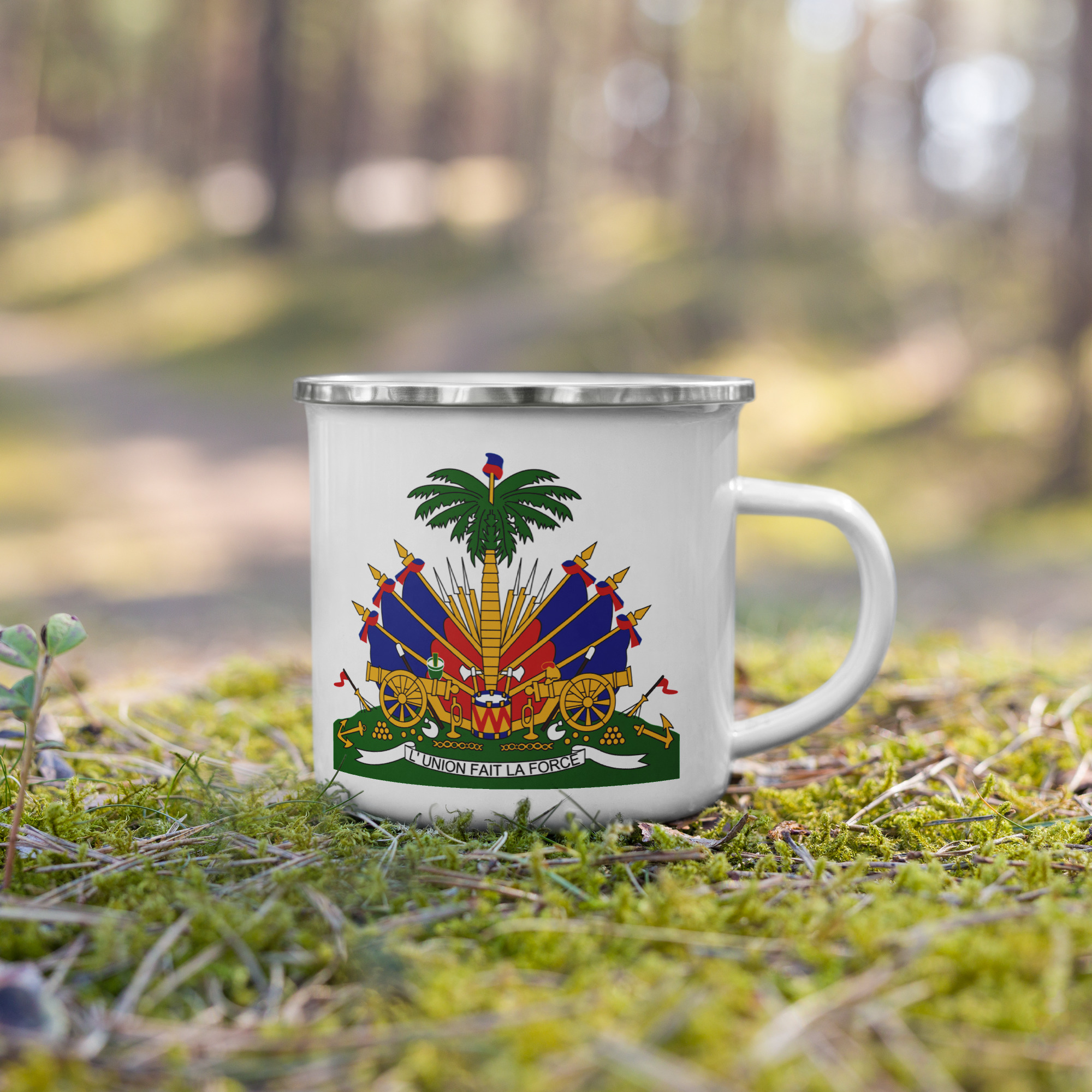 Enamel Mug Haitian Emblem